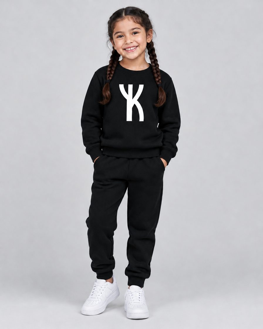 Kids Crest Sweatsuit in Black