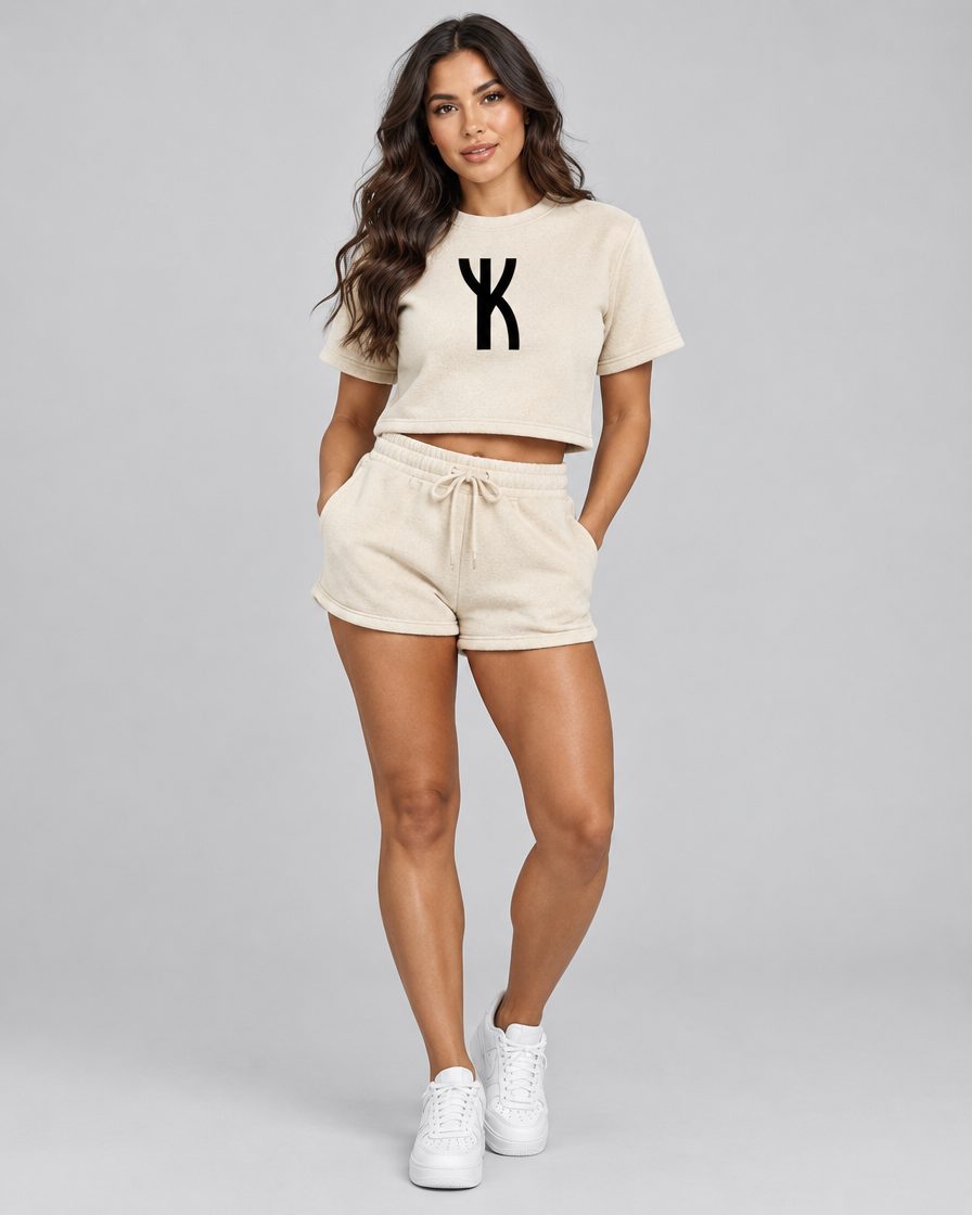 Women’s Crest Shorts Set in Cream